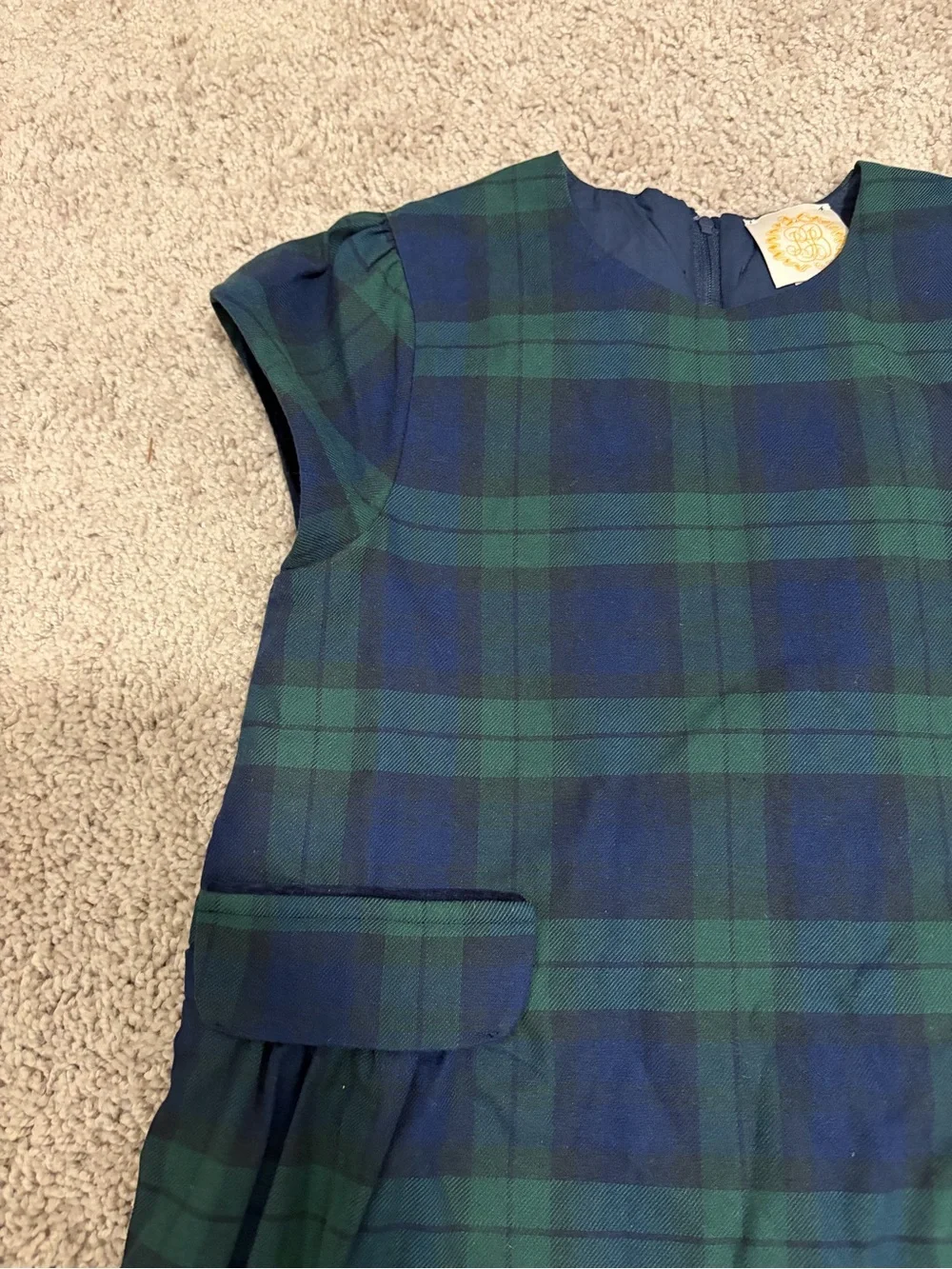 The Beaufort Bonnet Company Girls Milly Black Watch Plaid Dress Velvet Bows TBBC